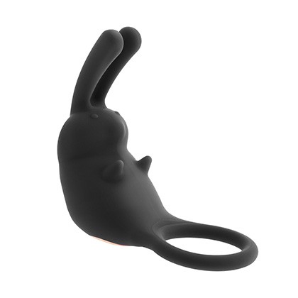 Penis Silicone Ring Rabbit w/Remote USB Rechargeable - Black