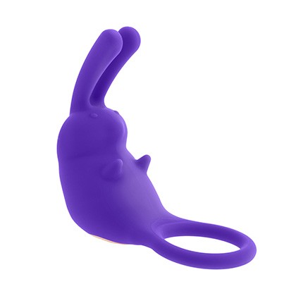 Penis Silicone Ring Rabbit w/Remote USB Rechargeable - Purple