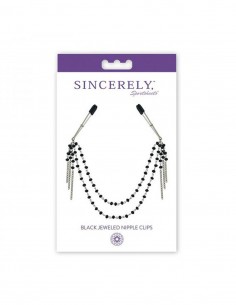 Black Jeweled Nipple Clips