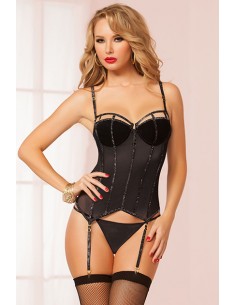 Glitter Elastic Bustier & Thong Black