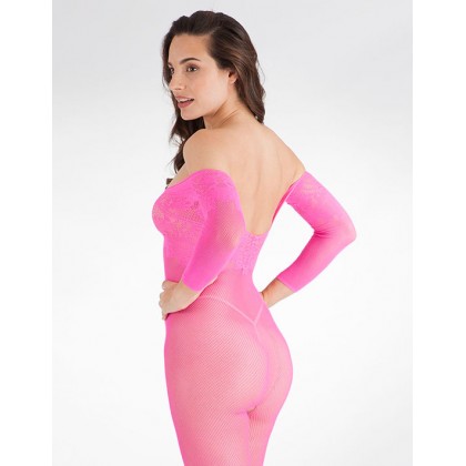 Bodystocking de red mangas Rosa TU